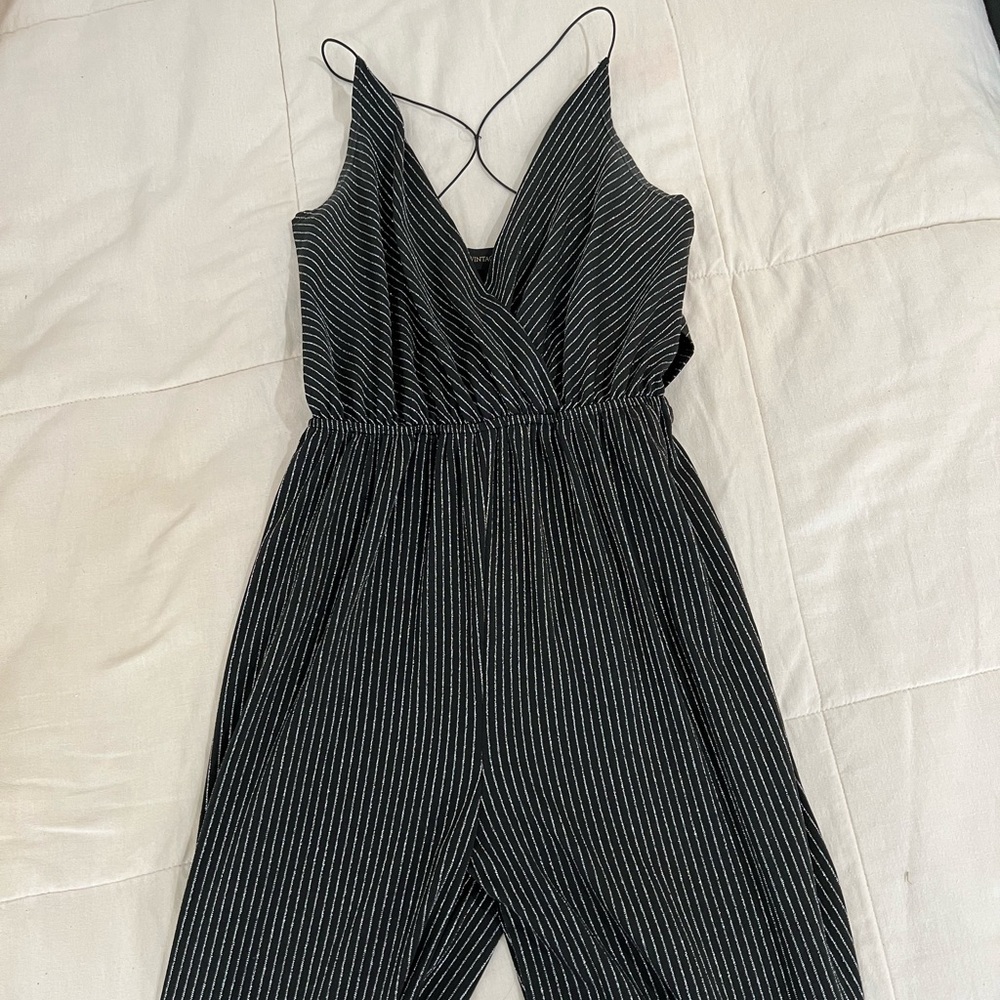 Black Jumpsuit Full Length Going Out Fancy Sparkly Tank Top Womens Size Small